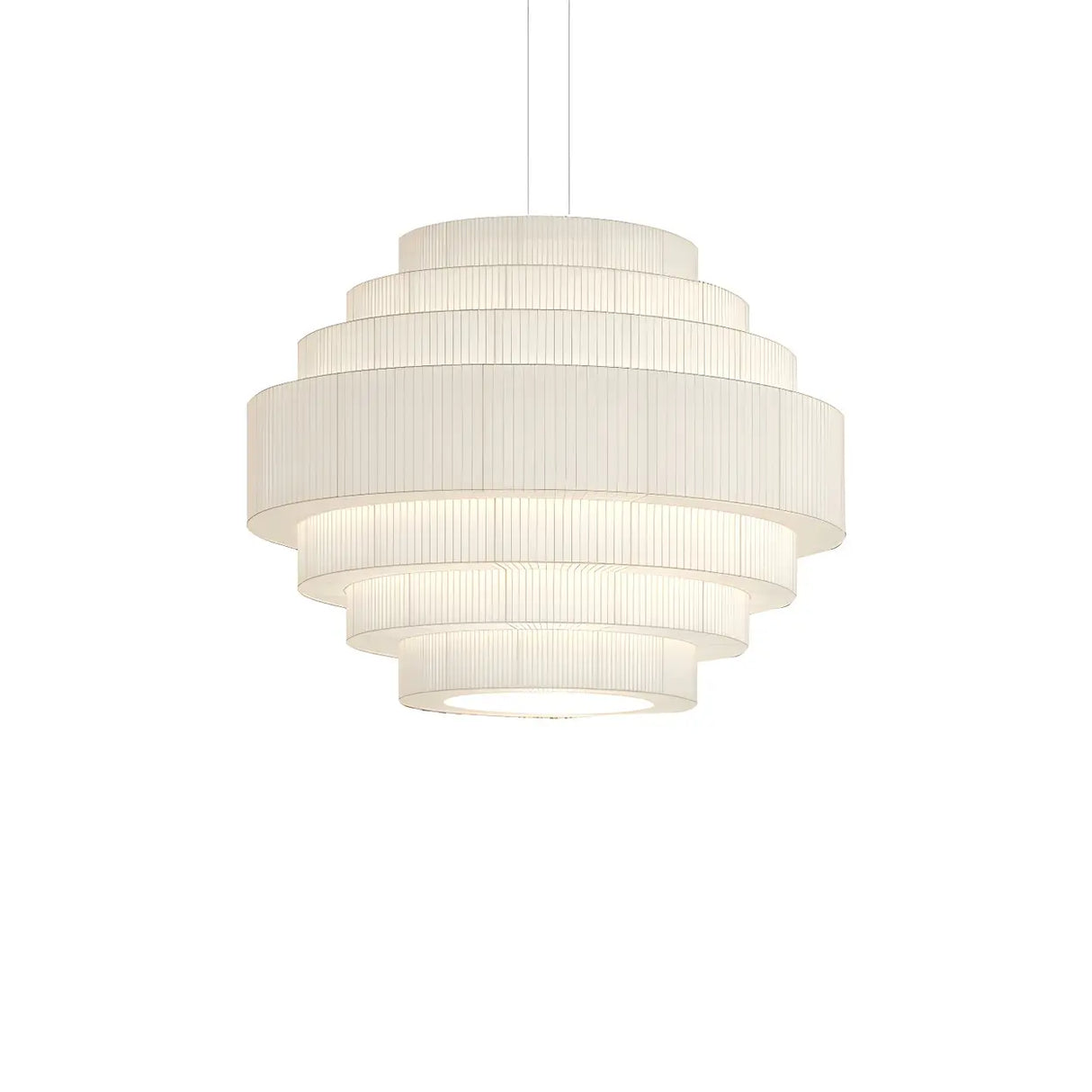 Modern Tiered Fabric White Dining Room Chandelier Image - 5