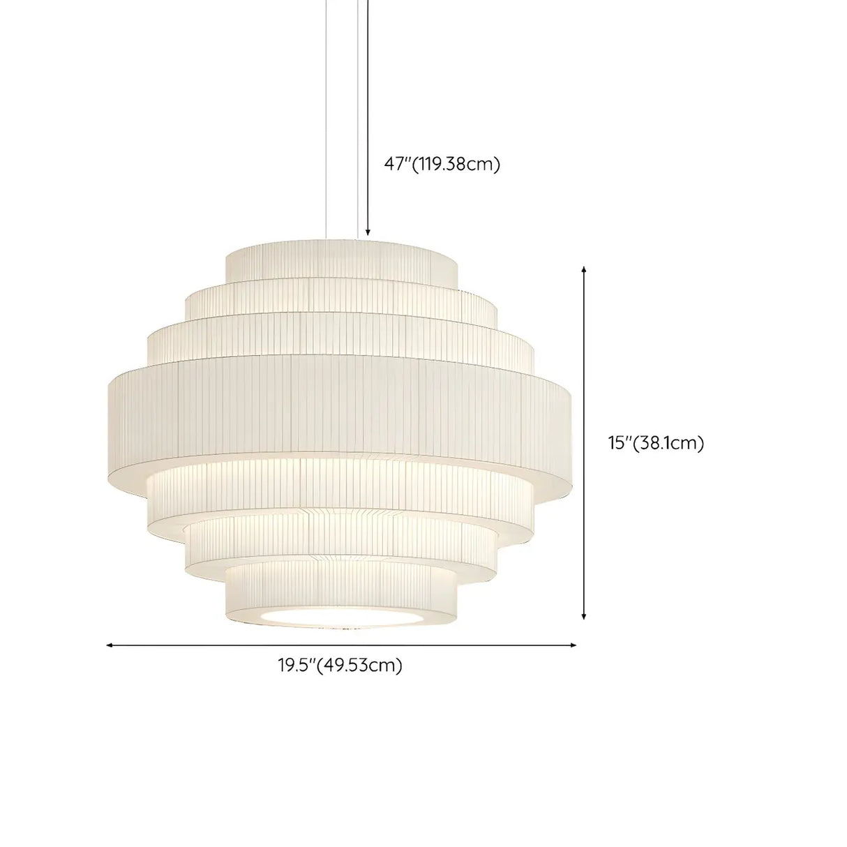 Modern Tiered Fabric White Dining Room Chandelier 