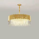 Modern Tiered Gold Crystal Chandelier Adjustable Height Image - 10