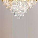 Modern Tiered Gold Crystal Chandelier Adjustable Height Image - 14