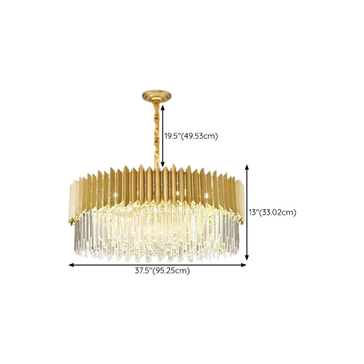 Modern Tiered Gold Crystal Chandelier Adjustable Height Image - 19