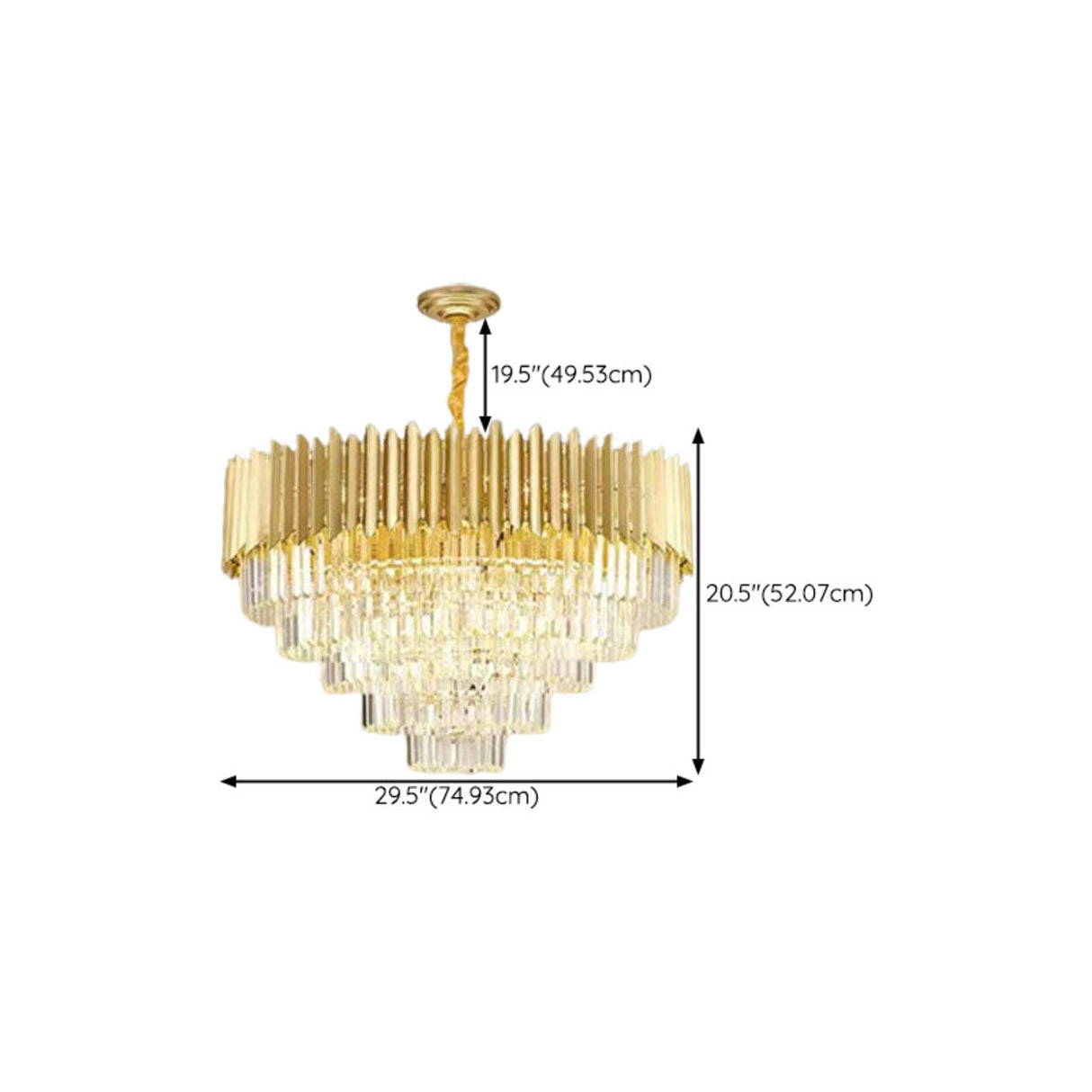 Modern Tiered Gold Crystal Chandelier Adjustable Height Image - 21