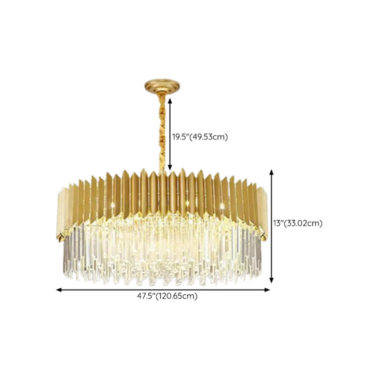 Modern Tiered Gold Crystal Chandelier Adjustable Height Image - 22