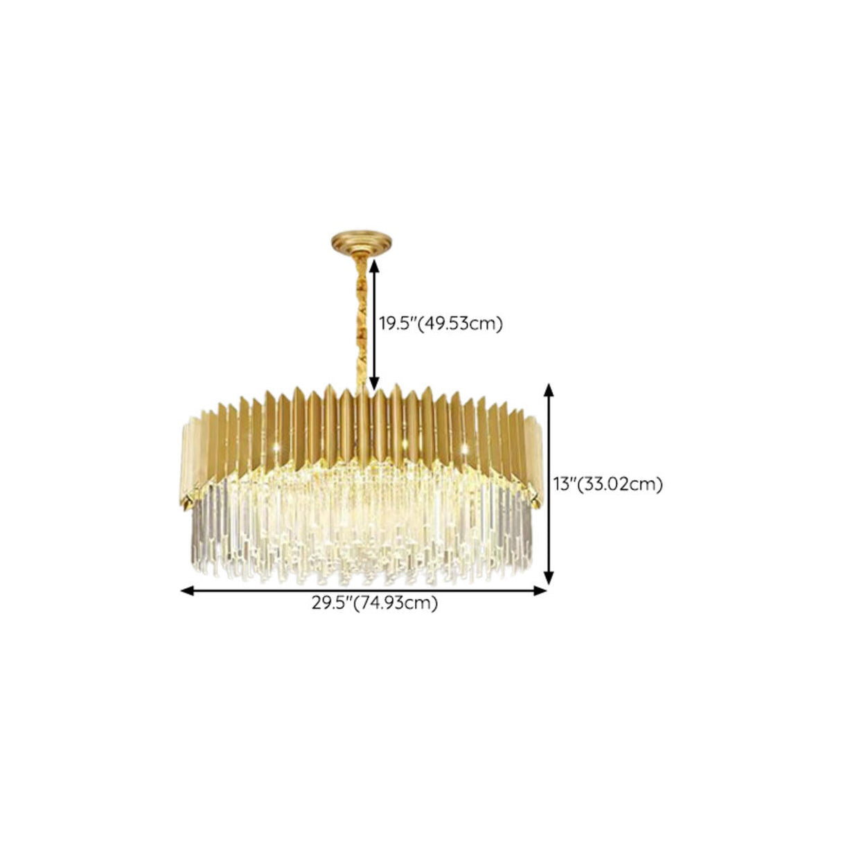 Modern Tiered Gold Crystal Chandelier Adjustable Height Image - 23