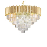 Modern Tiered Gold Crystal Chandelier Adjustable Height Image - 5