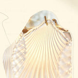 Modern Tiered Gold Frosted Glass Shell Chandelier Image - 11