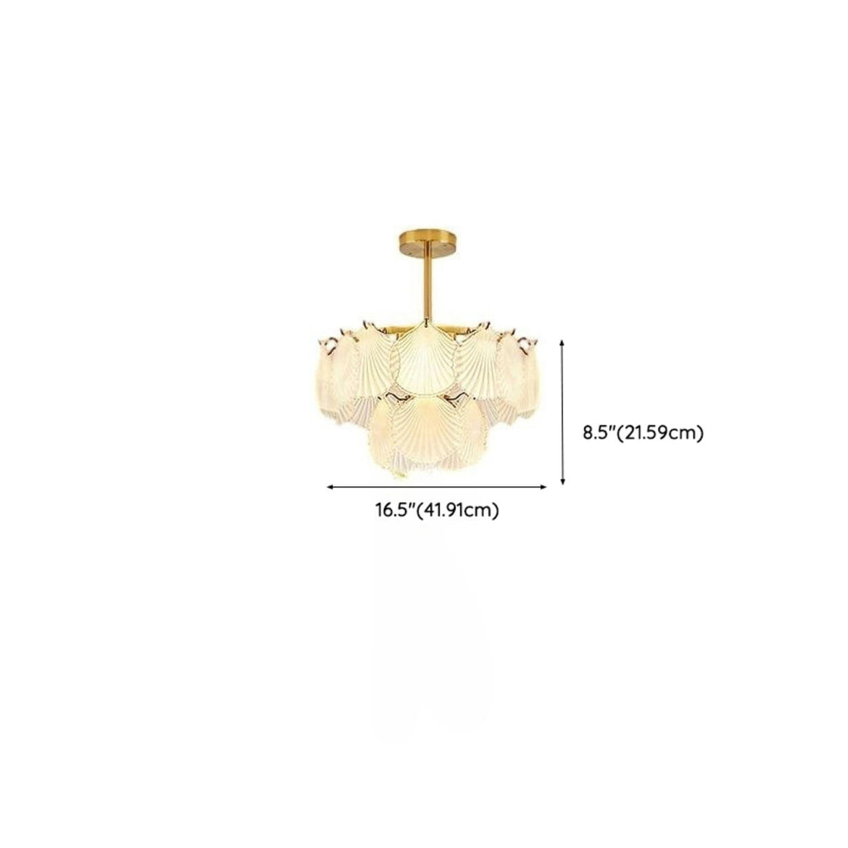 Modern Tiered Gold Frosted Glass Shell Chandelier 