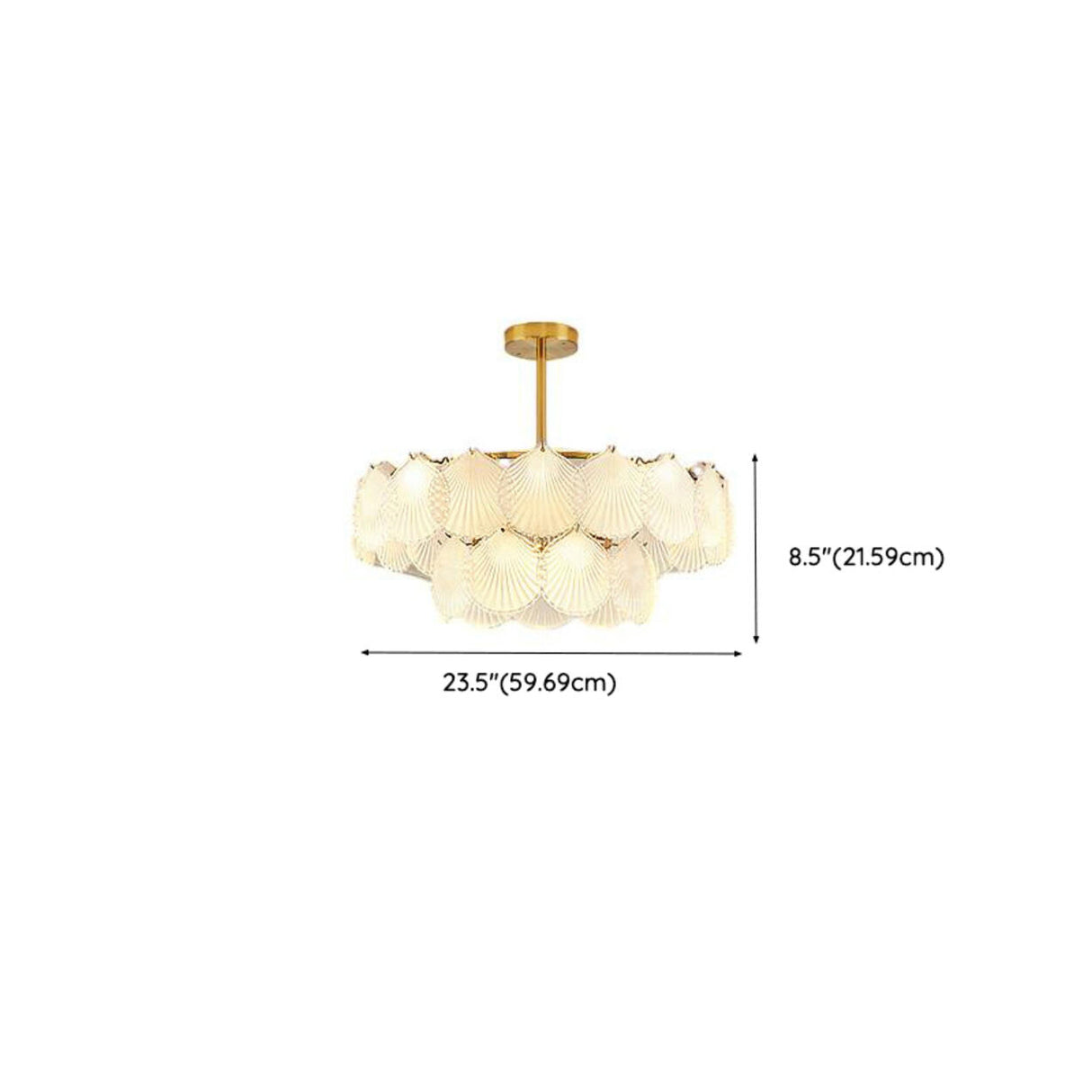 Modern Tiered Gold Frosted Glass Shell Chandelier Image - 18