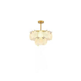 Modern Tiered Gold Frosted Glass Shell Chandelier Image - 2