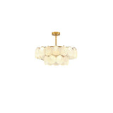 Modern Tiered Gold Frosted Glass Shell Chandelier Image - 5