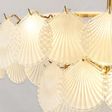 Modern Tiered Gold Frosted Glass Shell Chandelier Image - 8