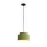 Modern Tiered Green Textured Resin Cylindrical Pendant Light Image - 3