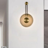 Modern Tiered Ring Design Gold Bedside Wall Sconce Image - 4