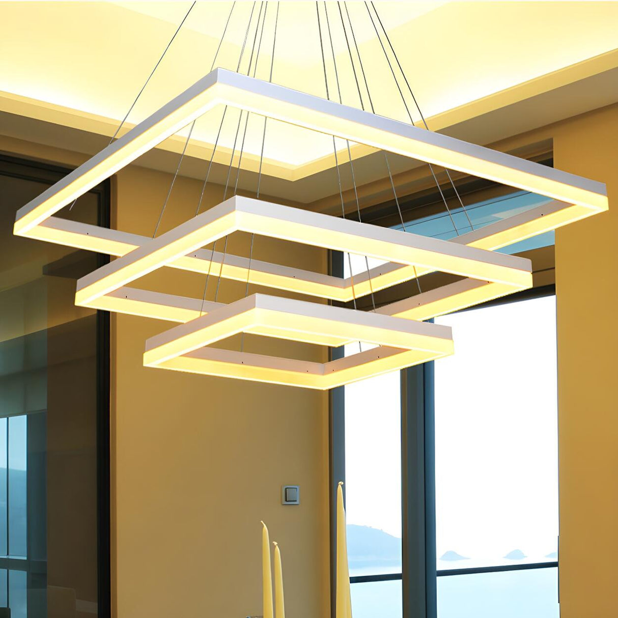 Modern Tiered Square Acrylic LED Pendant Light Chandelier Image - 2