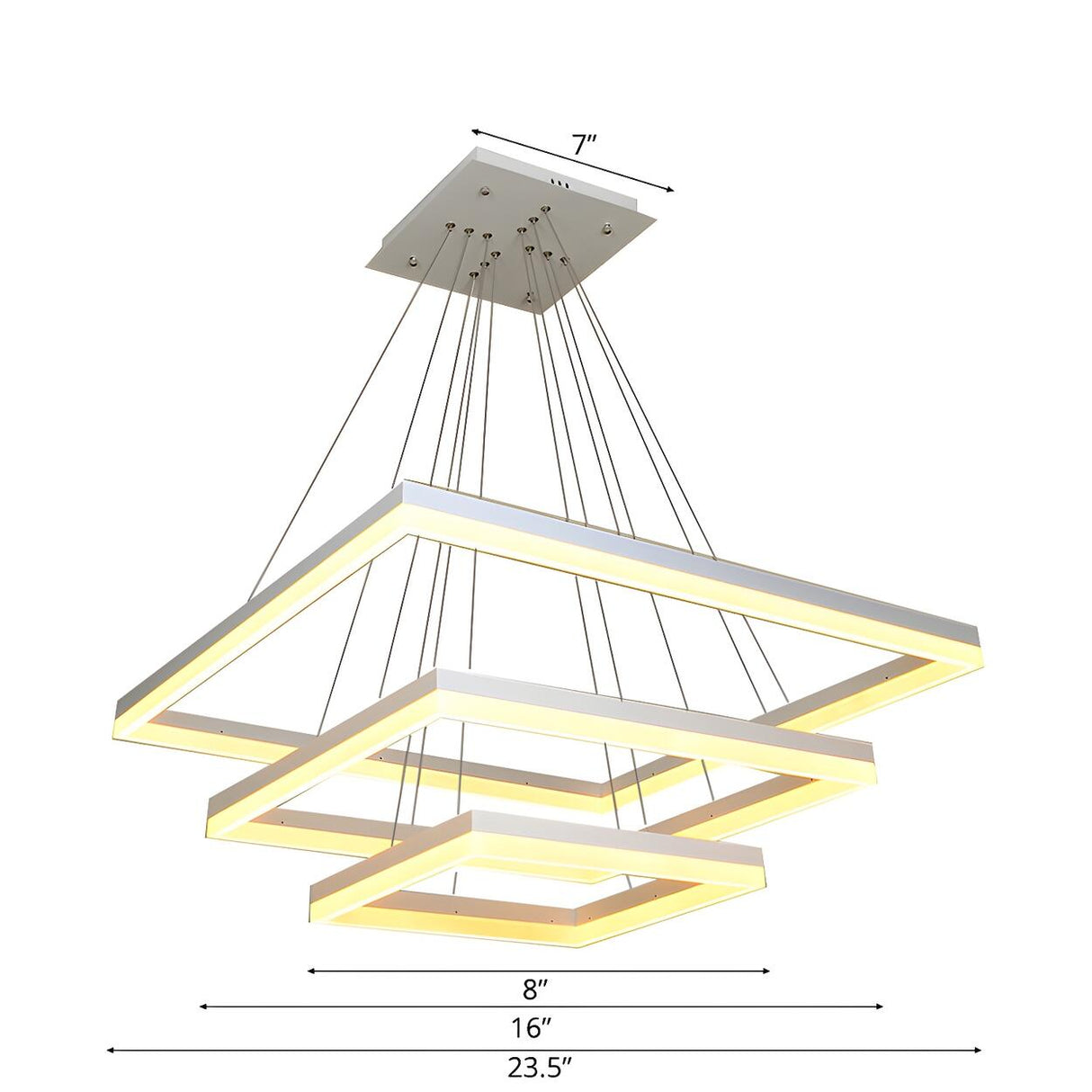 Modern Tiered Square Acrylic LED Pendant Light Chandelier Image - 5