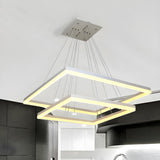 Modern Tiered Square Acrylic LED Pendant Light Chandelier Image - 8