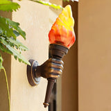 Modern Torch Shape Orange Glass Outdoor Wall Sconce Image - 10