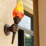 Modern Torch Shape Orange Glass Outdoor Wall Sconce Image - 3