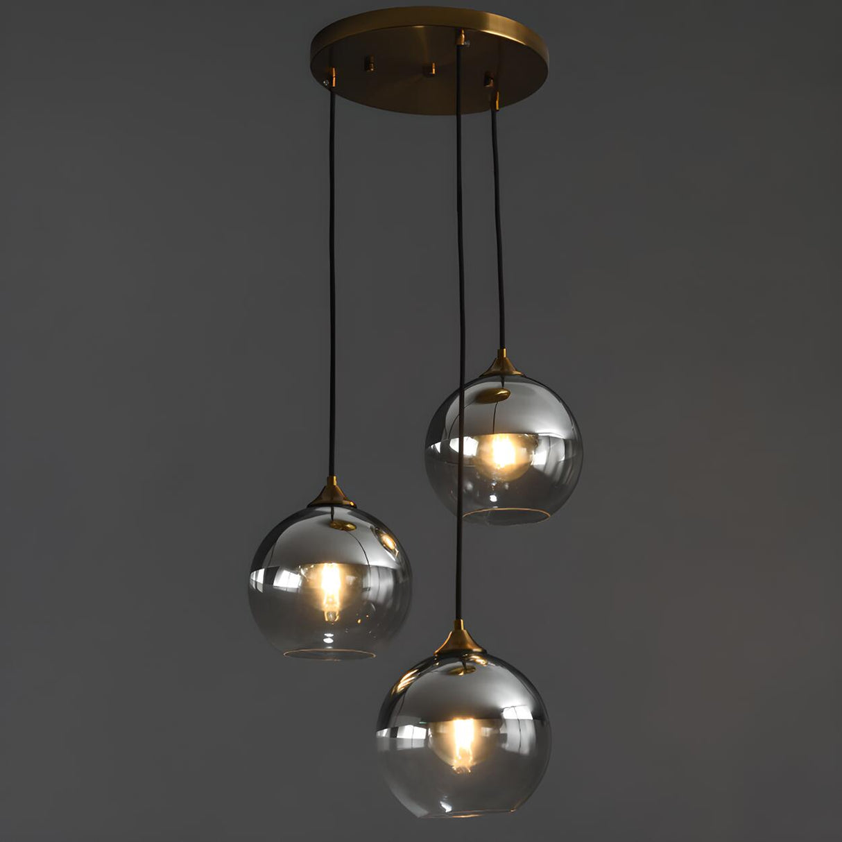 Modern Translucent Globe Glass Triple Pendant Light Image - 10