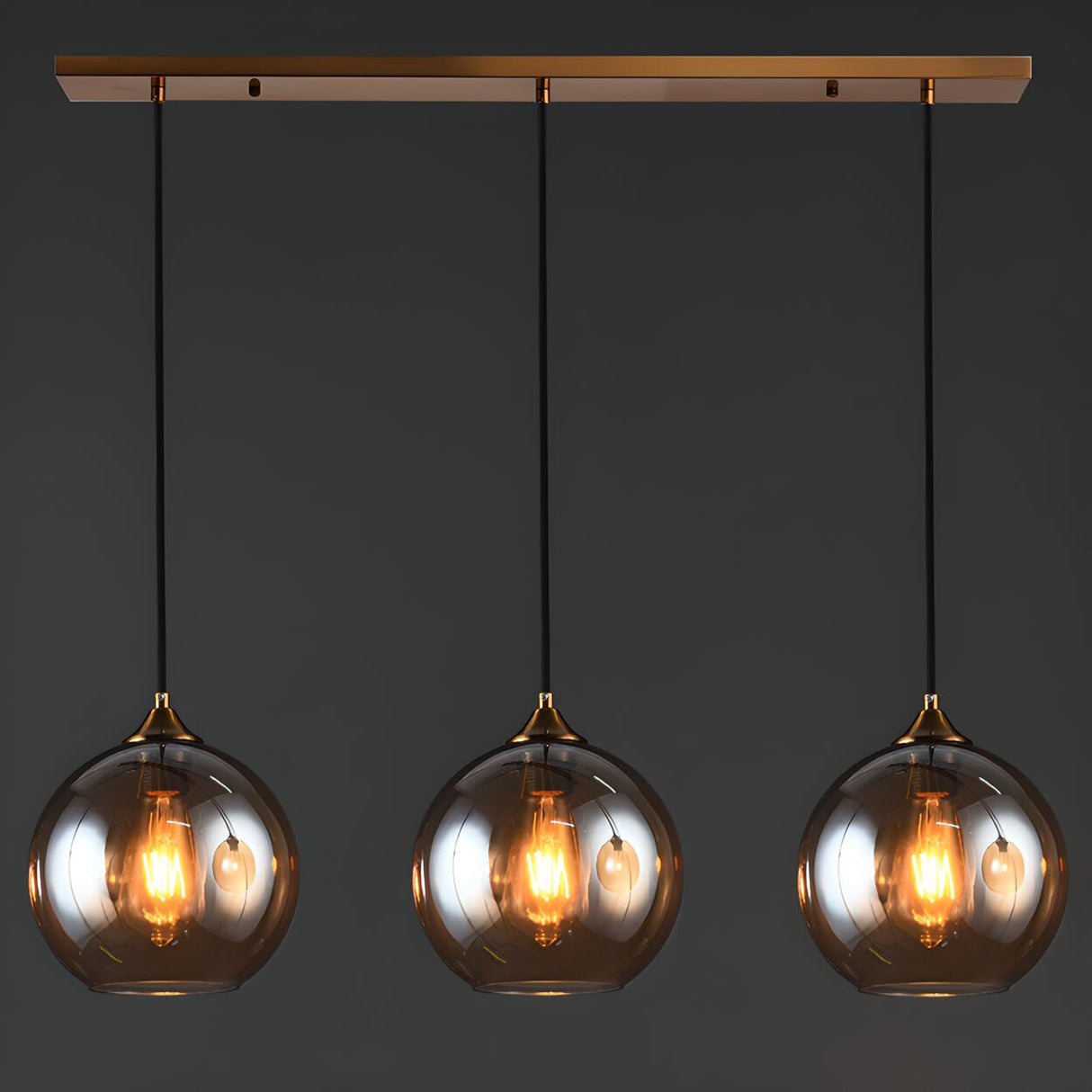 Modern Translucent Globe Glass Triple Pendant Light Image - 16