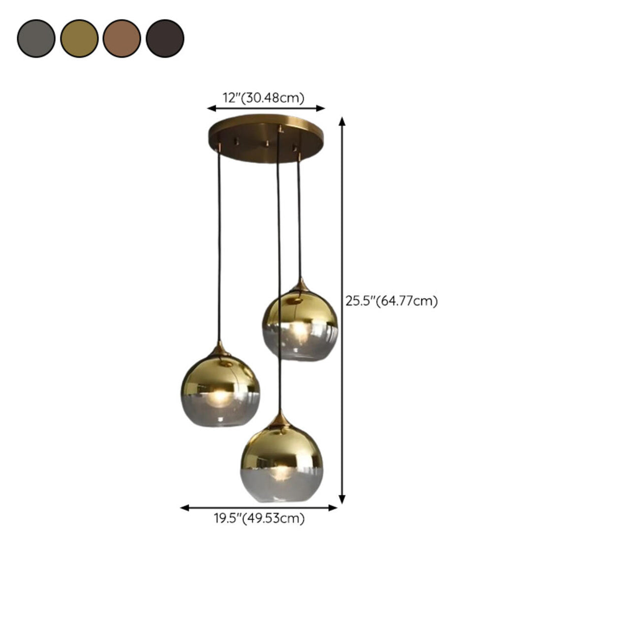 Modern Translucent Globe Glass Triple Pendant Light Image - 23