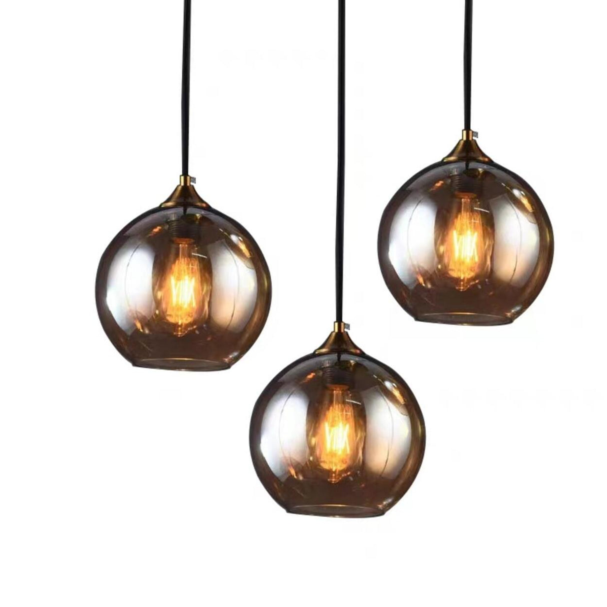 Modern Translucent Globe Glass Triple Pendant Light Image - 5