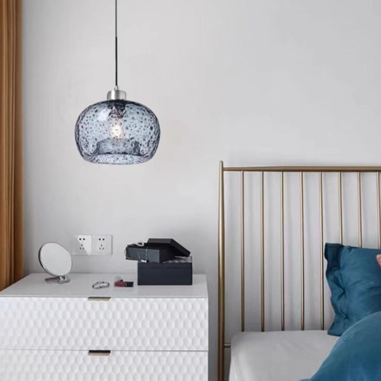 Modern Transparent Clear Glass Ball Bedroom Pendant Light Image - 1