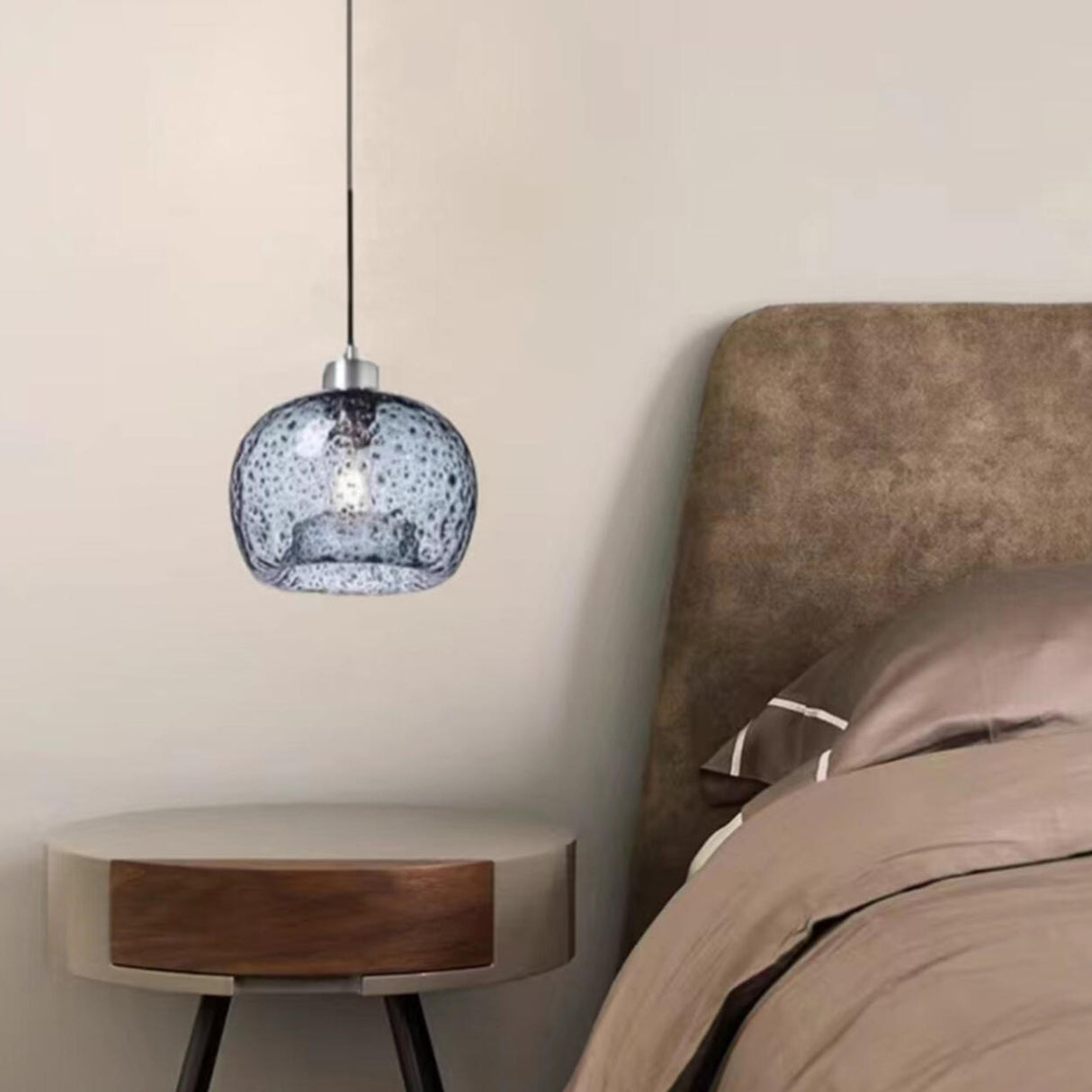 Modern Transparent Clear Glass Ball Bedroom Pendant Light Image - 2