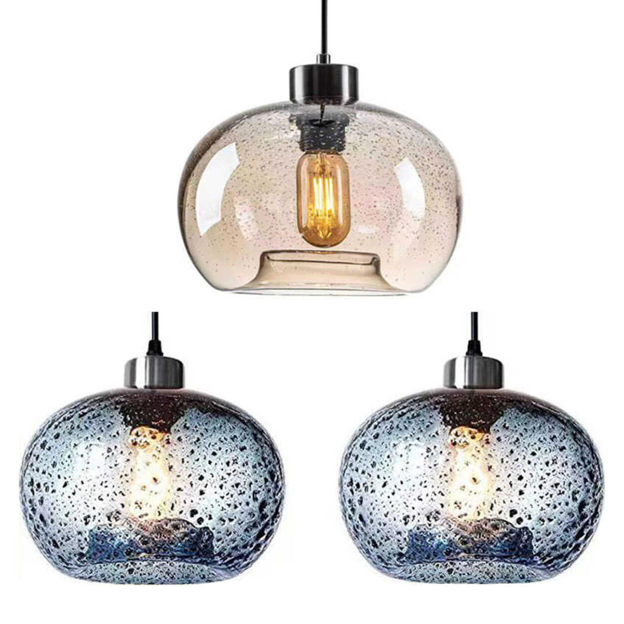 Modern Transparent Clear Glass Ball Bedroom Pendant Light Image - 7