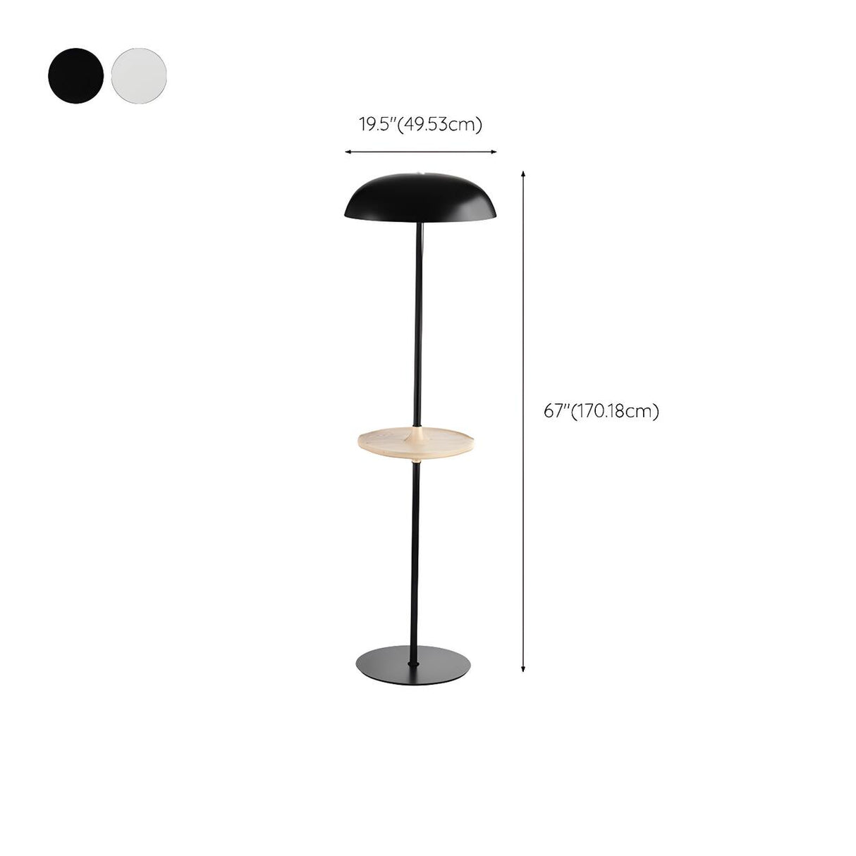 Modern Tray and Dome Shade Metal LED Floor Lamp 