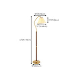 Modern Trendy Pleated Brown Wood Arched Floor Lamp #size