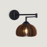 Modern Trendy Walnut Cone Metal Swing Arm Wall Lamp Image - 11