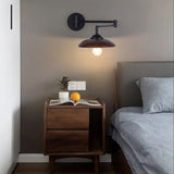 Modern Trendy Walnut Cone Metal Swing Arm Wall Lamp Image - 18