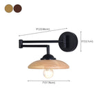 Modern Trendy Walnut Cone Metal Swing Arm Wall Lamp #size