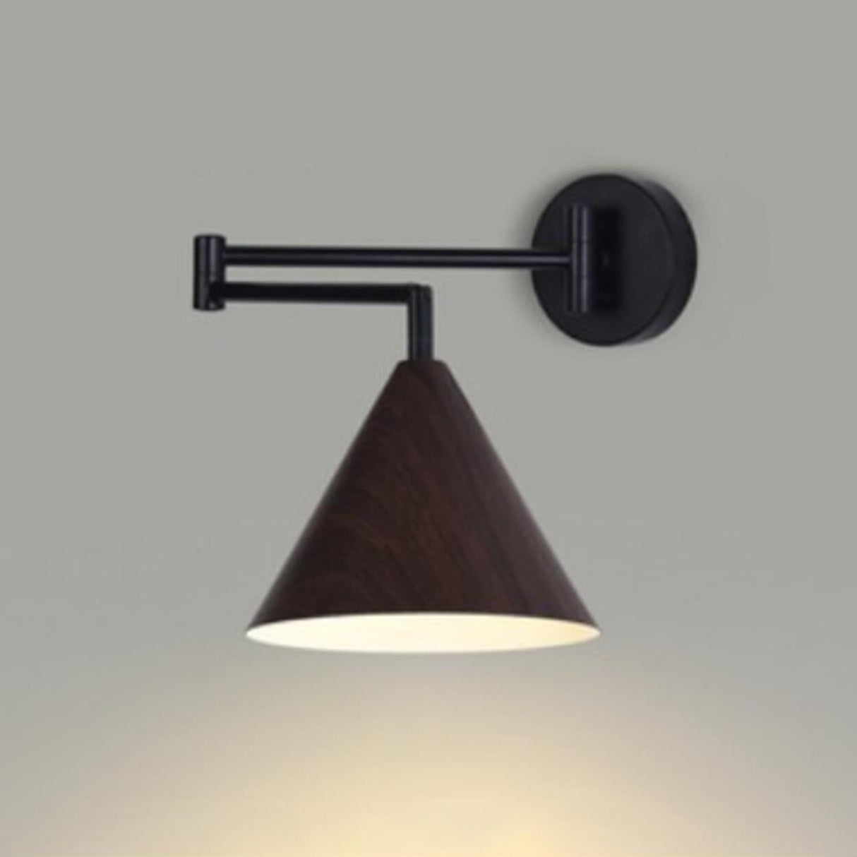 Modern Trendy Walnut Cone Metal Swing Arm Wall Lamp Image - 3