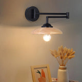 Modern Trendy Walnut Cone Metal Swing Arm Wall Lamp Image - 4