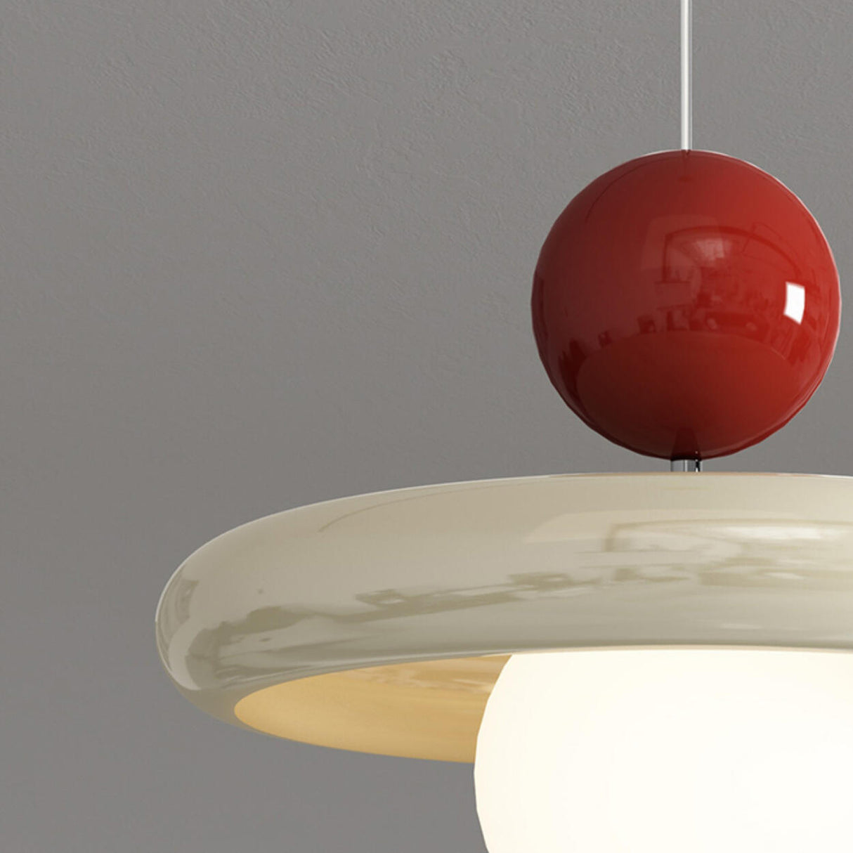 Modern Trio UFO Red And White Acrylic Pendant Light Image - 10