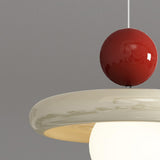 Modern Trio UFO Red And White Acrylic Pendant Light Image - 10