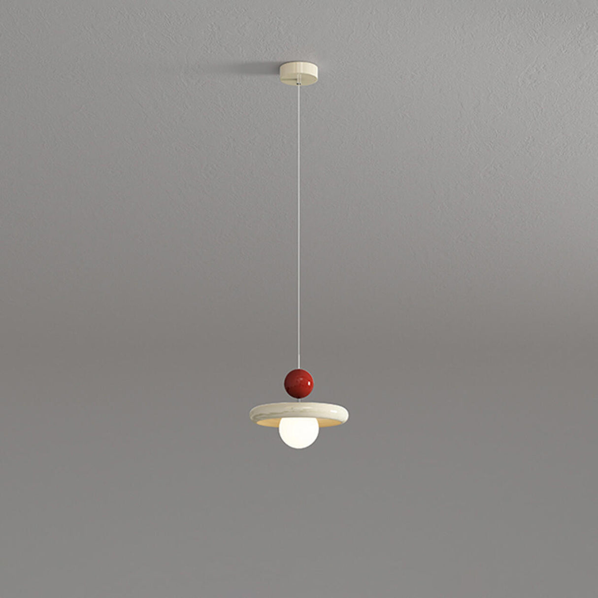 Modern Trio UFO Red And White Acrylic Pendant Light Image - 2