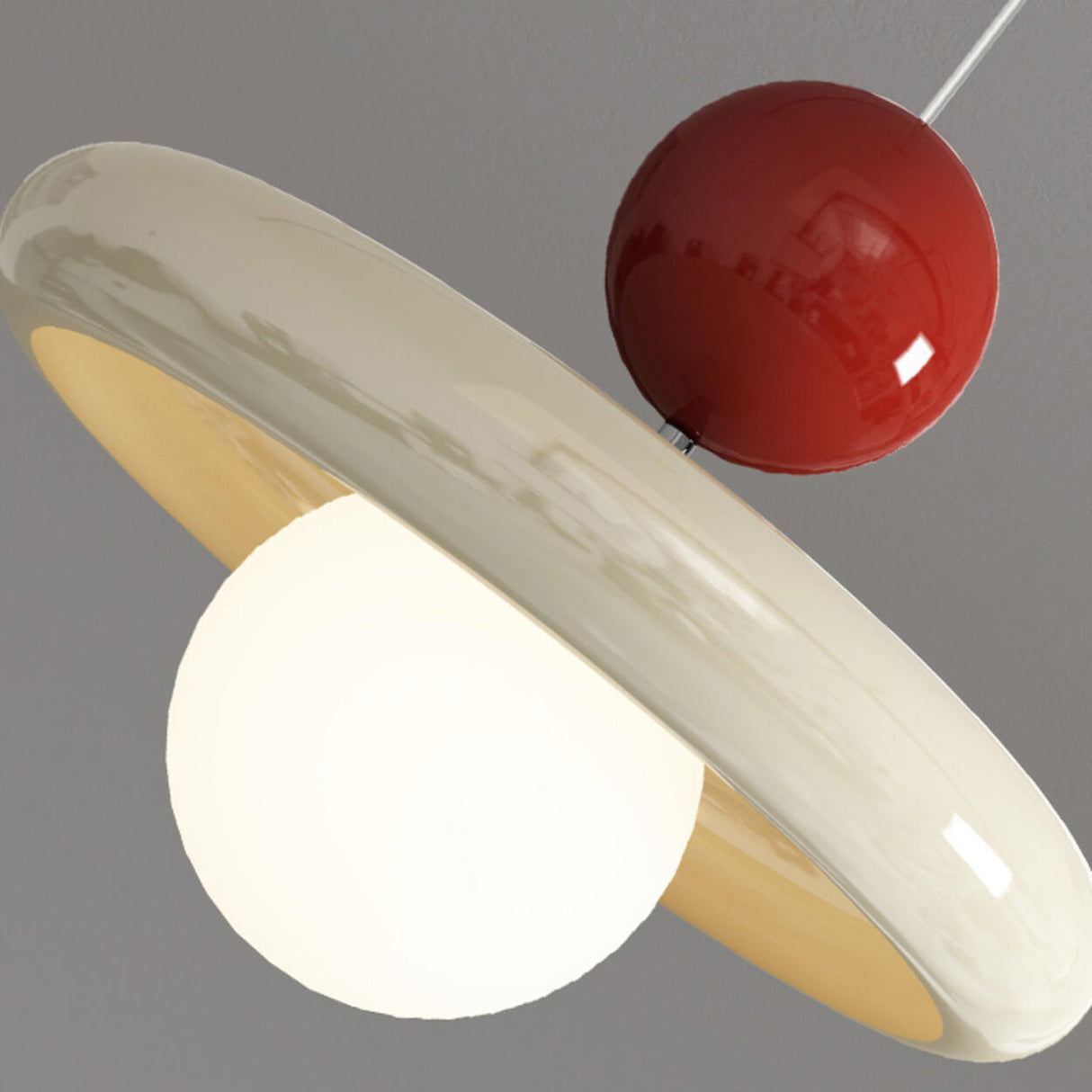 Modern Trio UFO Red And White Acrylic Pendant Light Image - 9