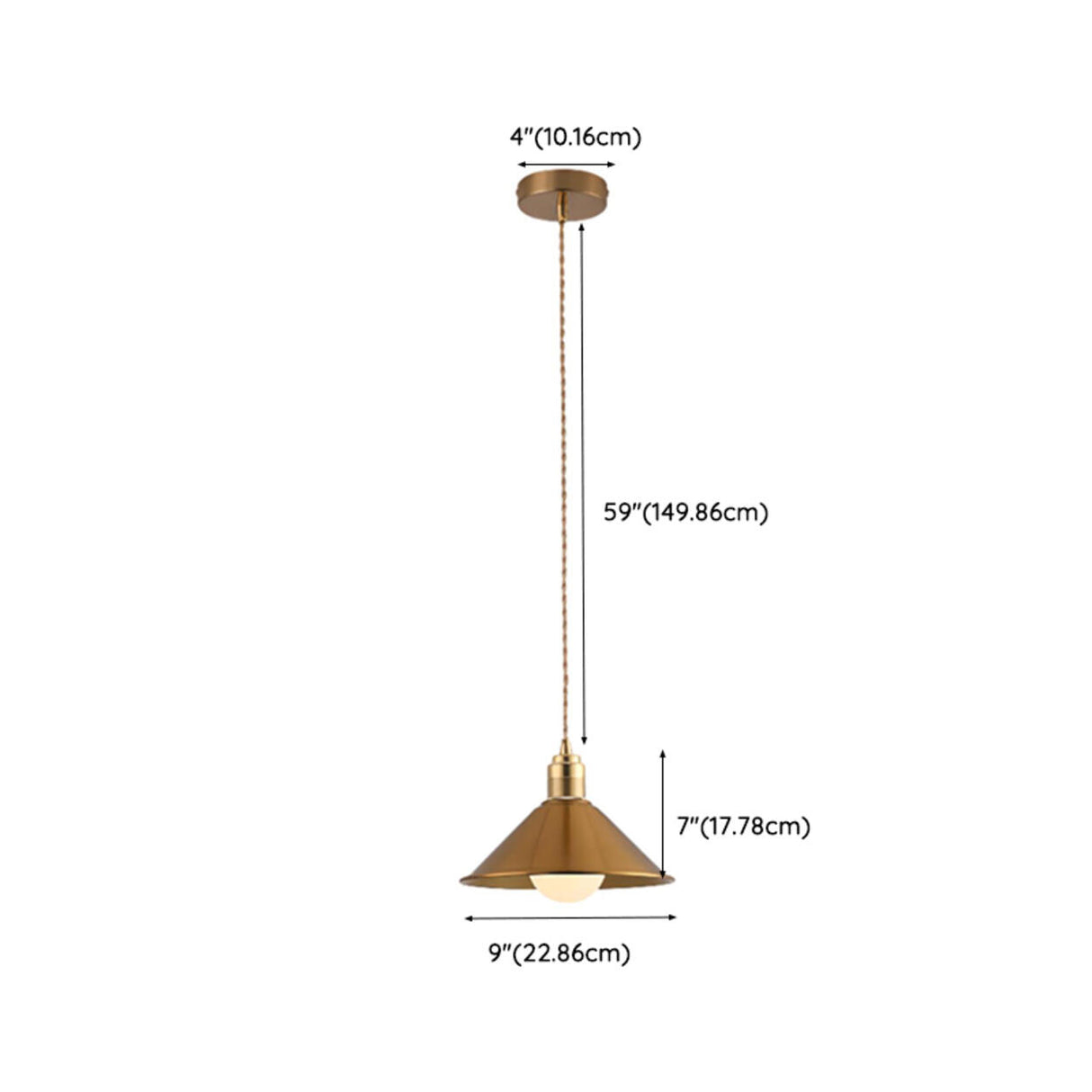 Modern Triple Aluminum Gold Cone Dining Room Pendant Light 