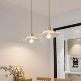 Modern Triple Floral Clear Glass Pendant Light Image - 4