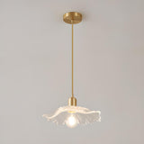 Modern Triple Floral Clear Glass Pendant Light Image - 5