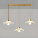 Modern Triple Floral Clear Glass Pendant Light Image - 6