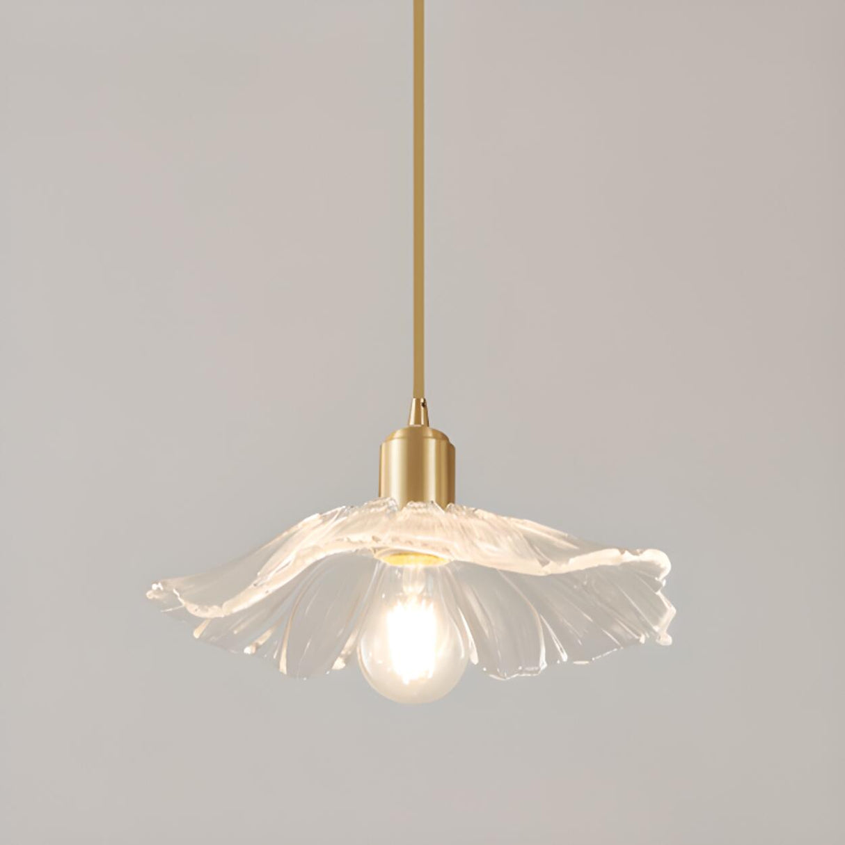 Modern Triple Floral Clear Glass Pendant Light Image - 7