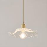 Modern Triple Floral Clear Glass Pendant Light Image - 7