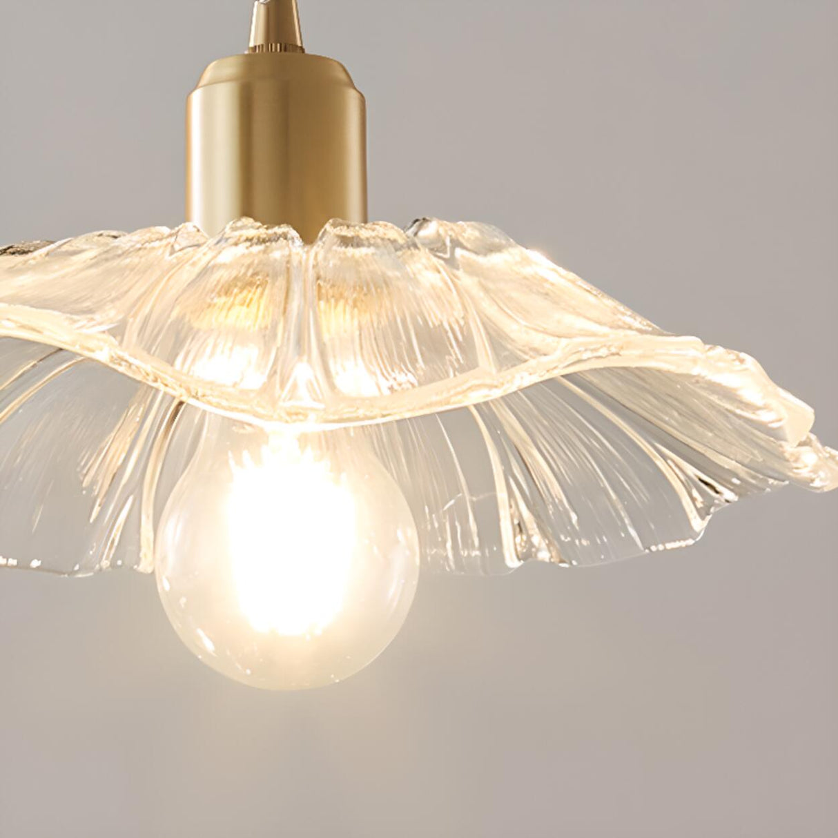 Modern Triple Floral Clear Glass Pendant Light Image - 8