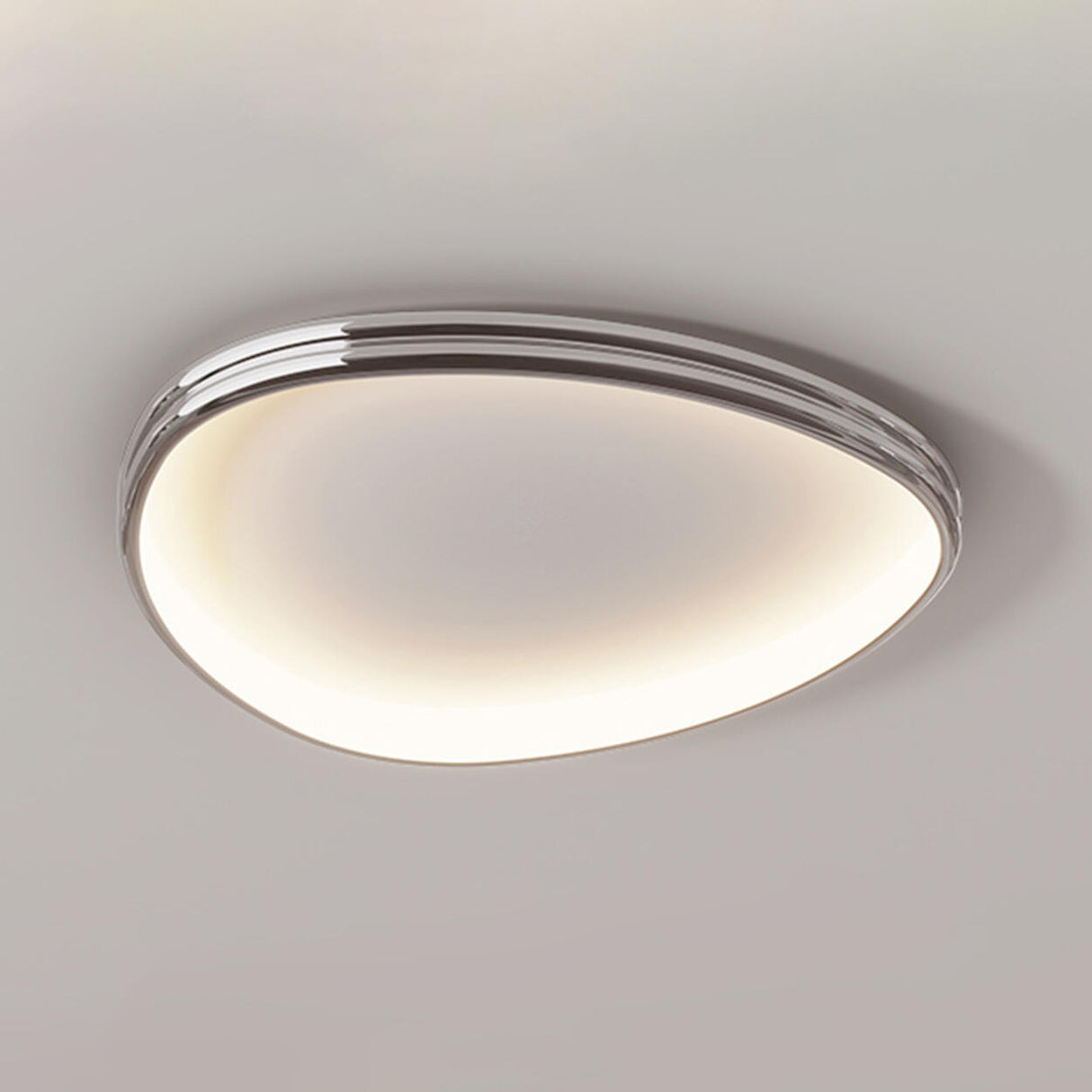 Modern Triple Geometry Chrome LED Flush Mount Light Image - 10