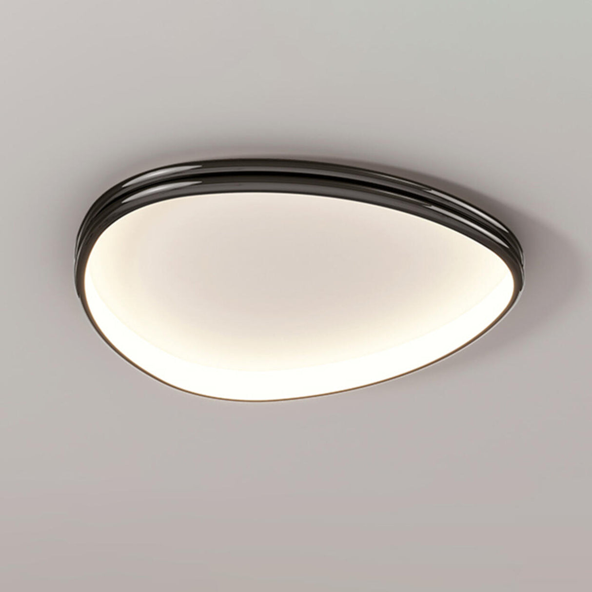 Modern Triple Geometry Chrome LED Flush Mount Light Image - 11