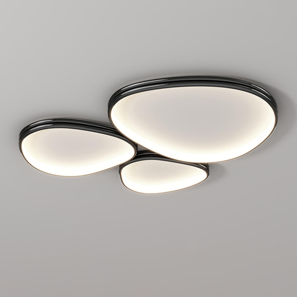 Modern Triple Geometry Chrome LED Flush Mount Light Image - 15